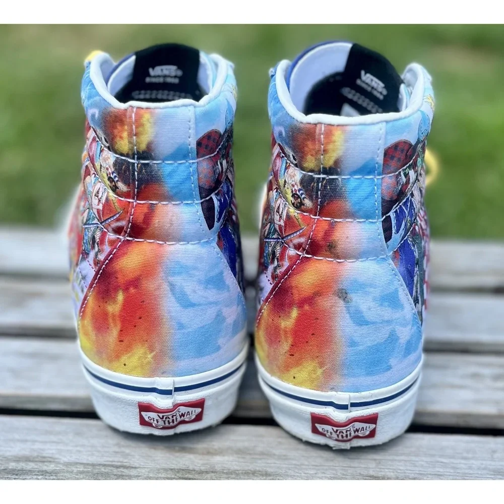 Vans Sk8-Hi Shoes Mens Size 9.5 One Piece Anime Custom High Top Yellow Laces Art